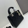 69309f216e68136f4d9ab4c7 Dior Lady Dior Top-Grade Original Leather Quilted Handbag in Black Embossed Chevron Pattern