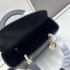 69309f216e68136f4d9ab4c8 Dior Lady Dior Top-Grade Original Leather Quilted Handbag in Black Embossed Chevron Pattern