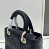 69309f236e68136f4d9ab4cc Dior Lady Dior Top-Grade Original Leather Quilted Handbag in Black Embossed Chevron Pattern