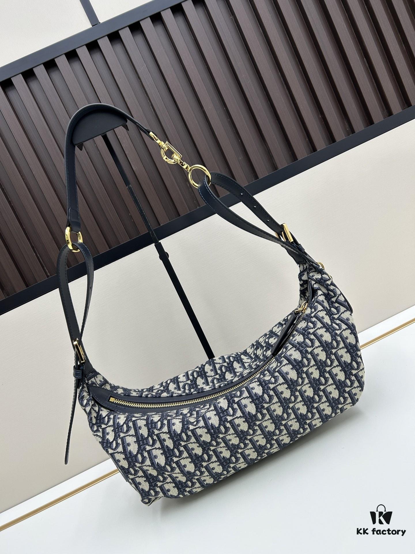 69309f2e6e68136f4d9ab4de D-Journey Handbag in Blue Oblique Print Fabric – Large Size