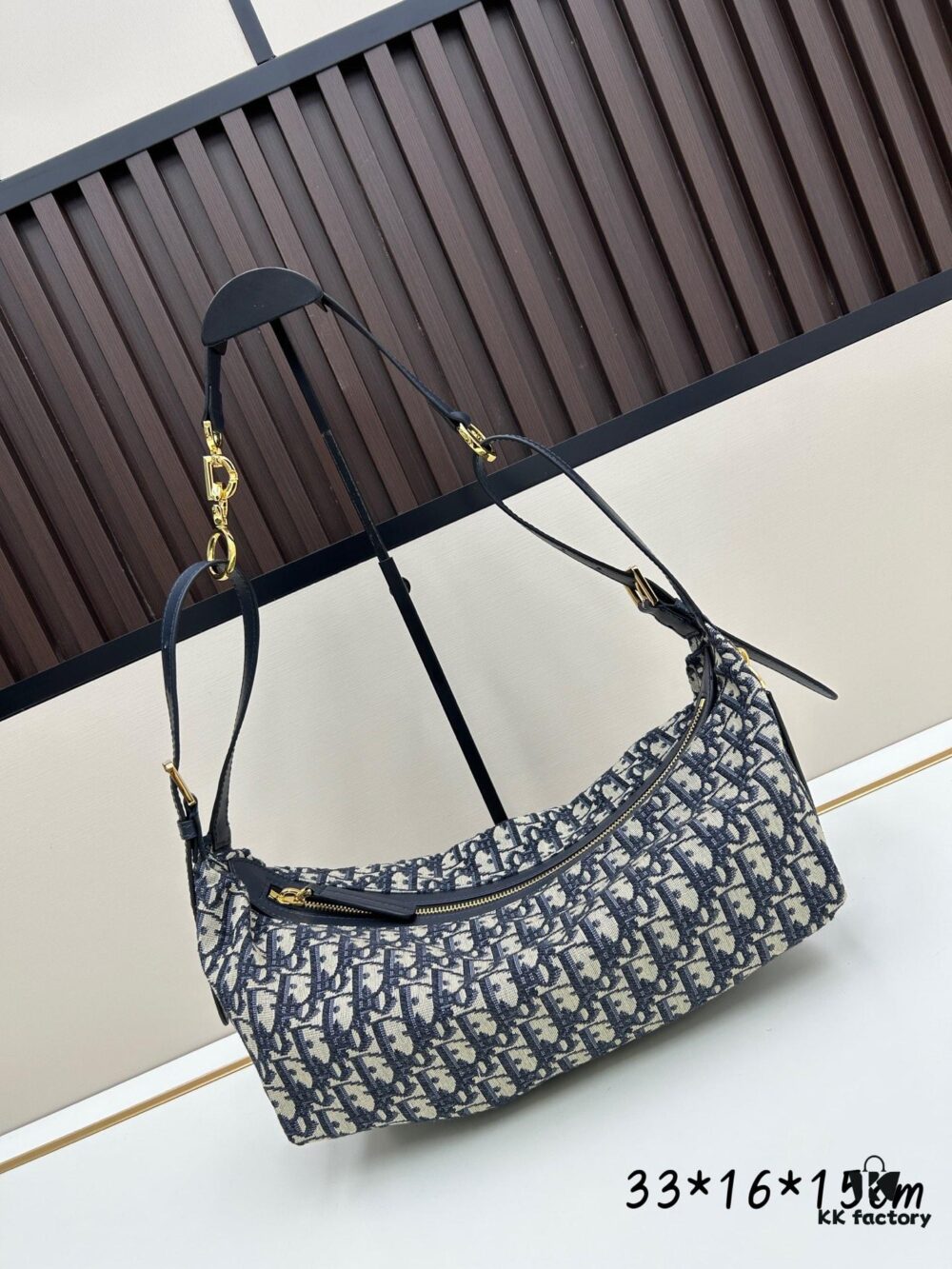 69309f2e6e68136f4d9ab4df D-Journey Handbag in Blue Oblique Print Fabric – Large Size