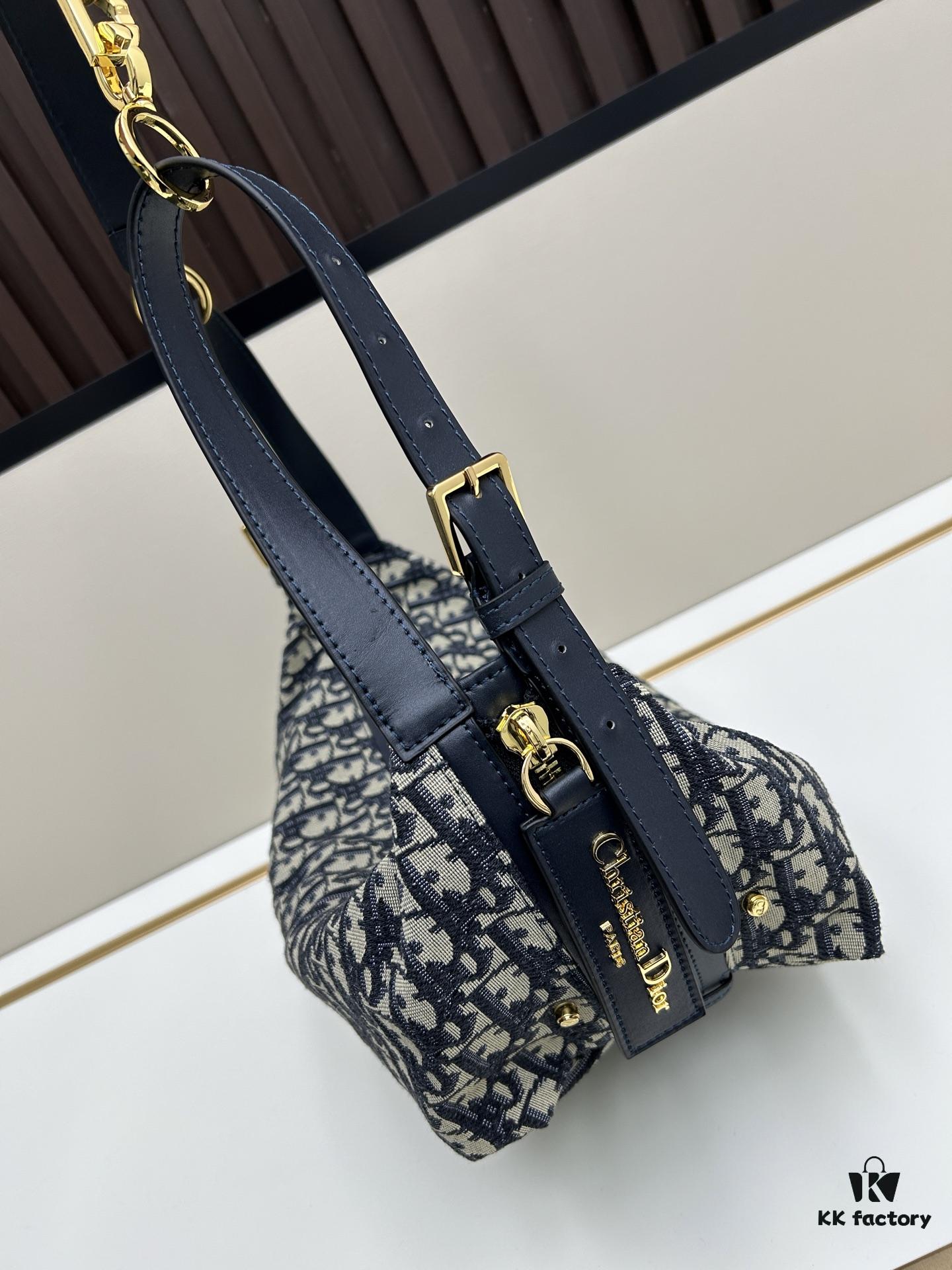 69309f2e6e68136f4d9ab4e0 D-Journey Handbag in Blue Oblique Print Fabric – Large Size