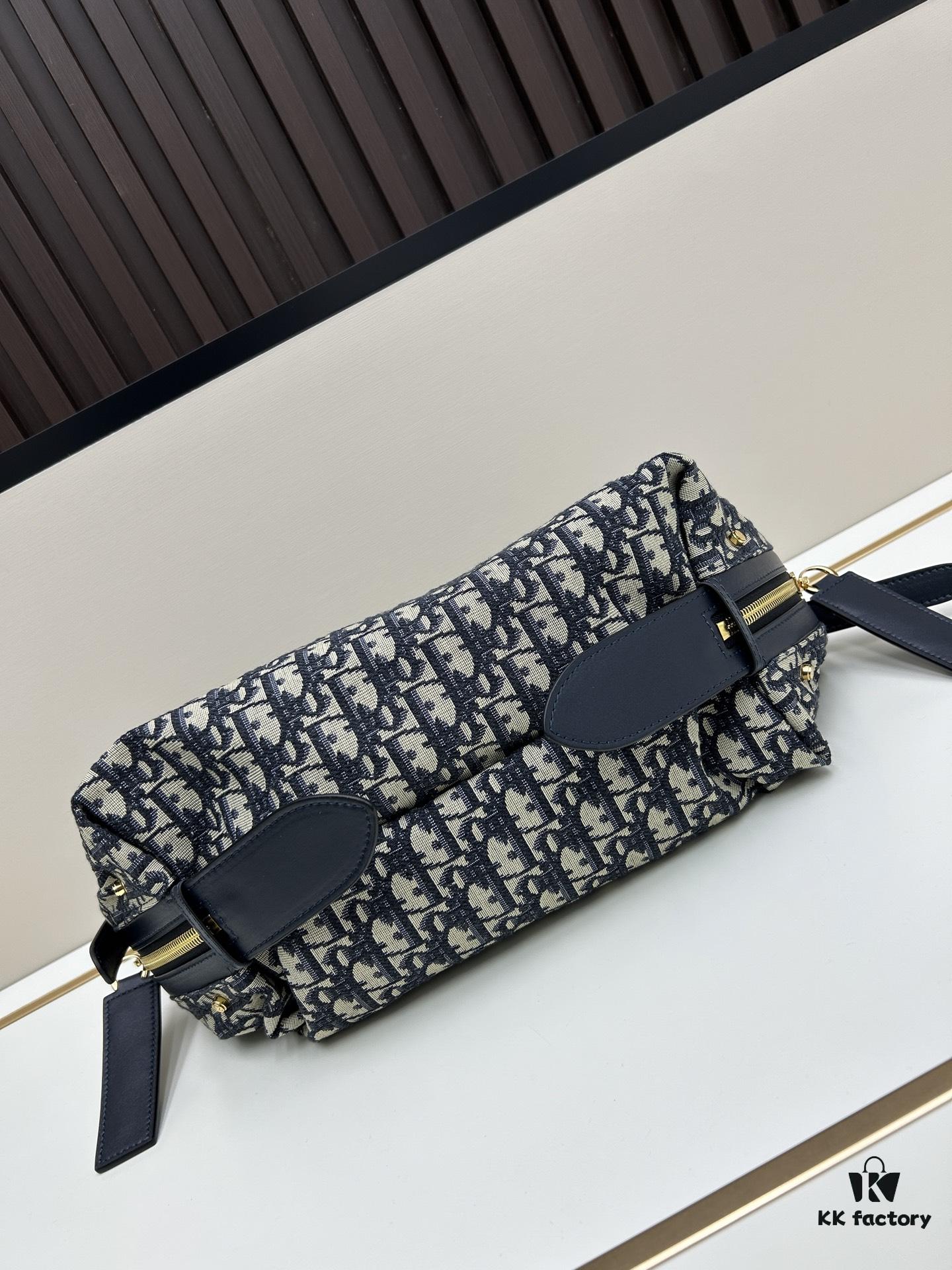 69309f2f6e68136f4d9ab4e1 D-Journey Handbag in Blue Oblique Print Fabric – Large Size