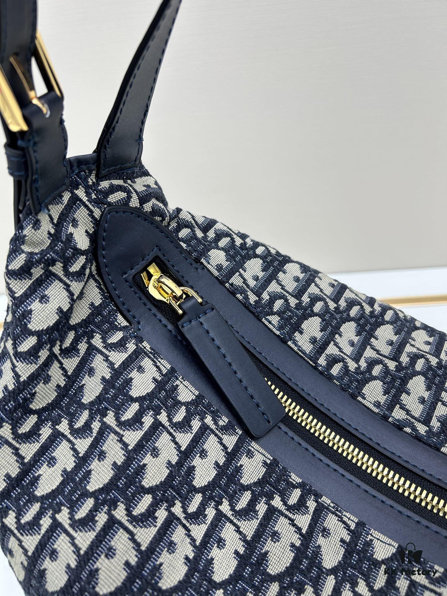69309f306e68136f4d9ab4e2 D-Journey Handbag in Blue Oblique Print Fabric – Large Size