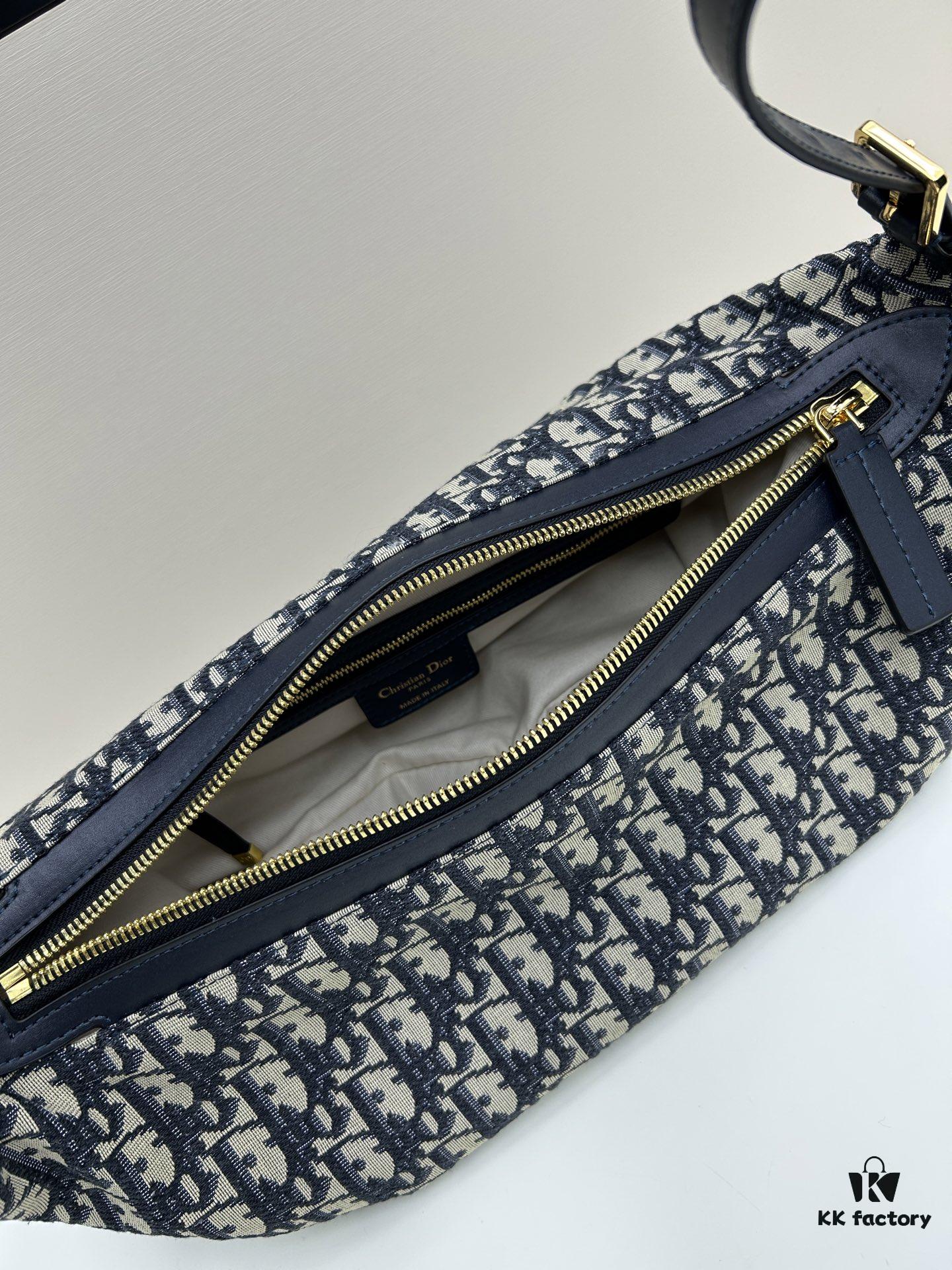 69309f316e68136f4d9ab4e3 D-Journey Handbag in Blue Oblique Print Fabric – Large Size