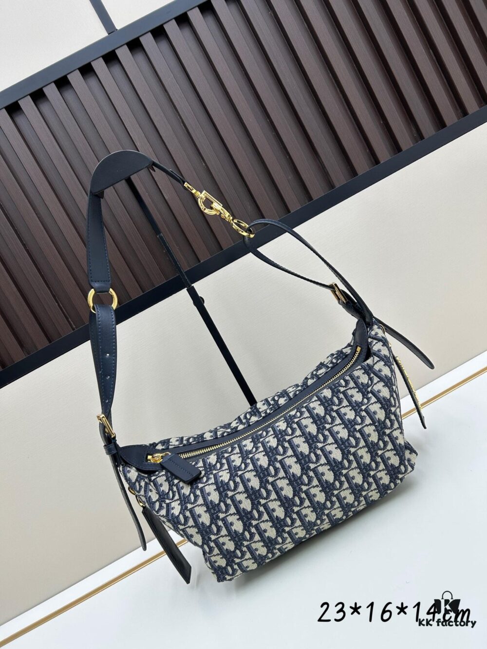 69309f346e68136f4d9ab4ea D-Journey Small Bag in Blue Oblique Print Fabric