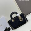 69309f3b6e68136f4d9ab4f4 Dior Lady Dior Top-Grade Original Factory Leather Five-Gusset Handbag in Denim and Raffia Matting with Cannage Quilting