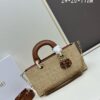 69309f3c6e68136f4d9ab4f5 Dior Lady Dior Top-Grade Original Leather Five-Grid Handbag in Denim and Raffia Mat with Cannage Quilting
