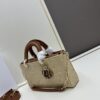 69309f3e6e68136f4d9ab4f6 Dior Lady Dior Top-Grade Original Leather Five-Grid Handbag in Denim and Raffia Mat with Cannage Quilting