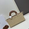 69309f3f6e68136f4d9ab4f7 Dior Lady Dior Top-Grade Original Leather Five-Grid Handbag in Denim and Raffia Mat with Cannage Quilting