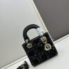 Ilady dio.r Coarse Floral Black Canvas and Leather Handbag with Adjustable Strap
