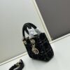 Ilady Dio.r Black Canvas and Leather Handbag with Adjustable Strap