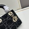 Ilady Dio.r Black Canvas and Leather Handbag with Adjustable Strap
