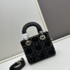 Ilady Dio.r Black Canvas and Leather Handbag with Adjustable Strap