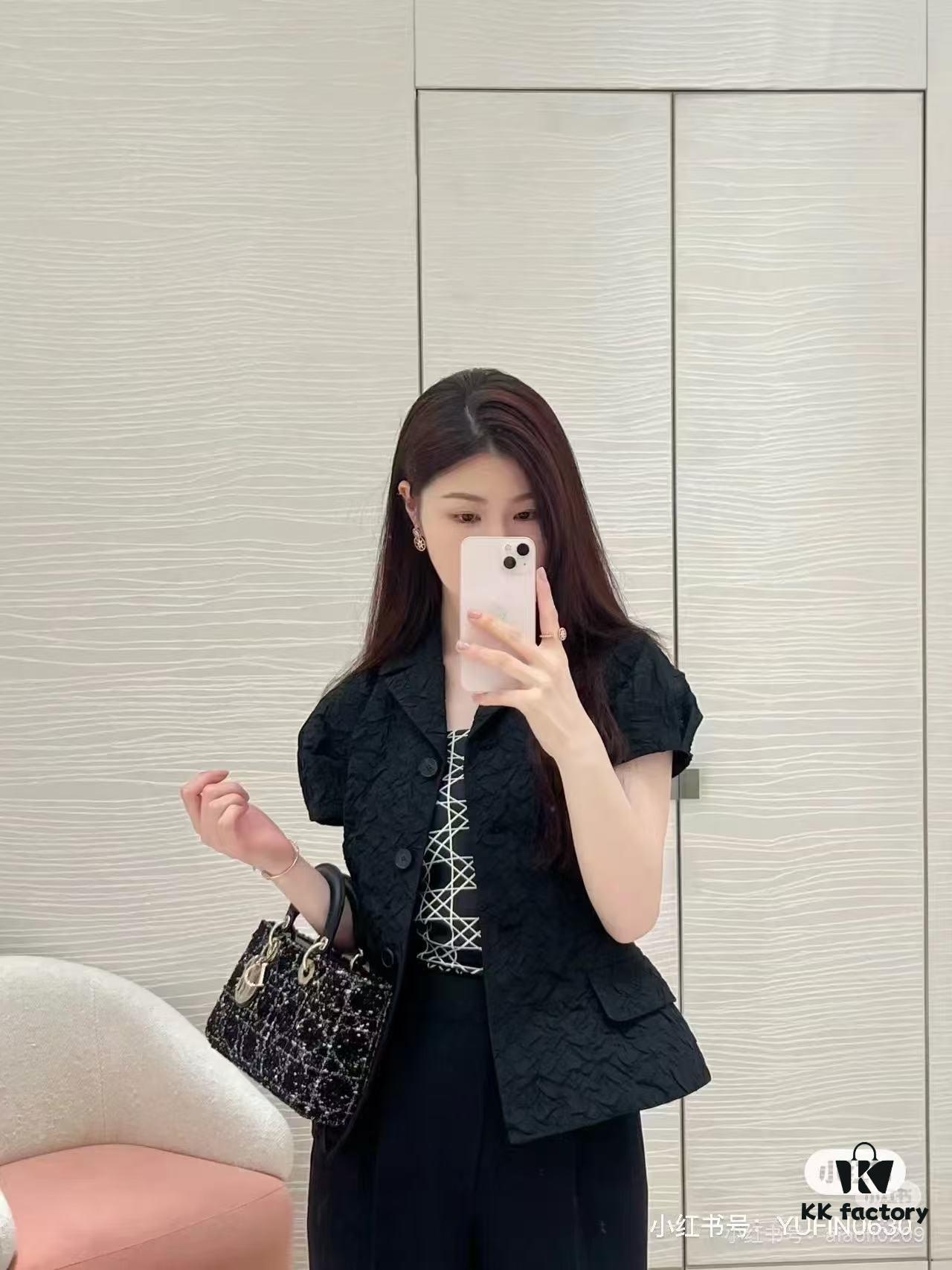 6930a0a56e68136f4d9ab79b Ilady Dio.r Coarse Houndstooth Black Canvas and Leather Handbag with Adjustable Strap
