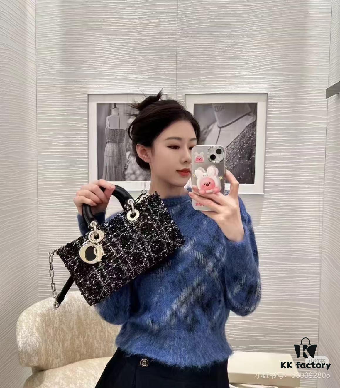 6930a0a66e68136f4d9ab79f Ilady Dio.r Coarse Houndstooth Black Canvas and Leather Handbag with Adjustable Strap