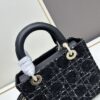 6930a0ab6e68136f4d9ab7a8 Ilady Dior Coarse Houndstooth Canvas and Leather Handbag with Adjustable Strap