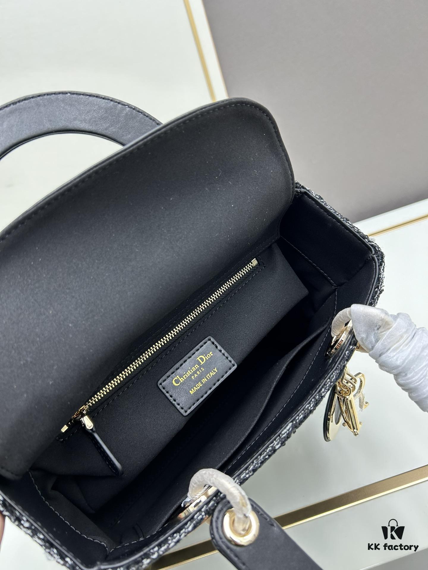 6930a0ab6e68136f4d9ab7a9 Ilady Dior Coarse Houndstooth Canvas and Leather Handbag with Adjustable Strap