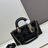 6930a0ab6e68136f4d9ab7aa Ilady Dior Coarse Houndstooth Canvas and Leather Handbag with Adjustable Strap