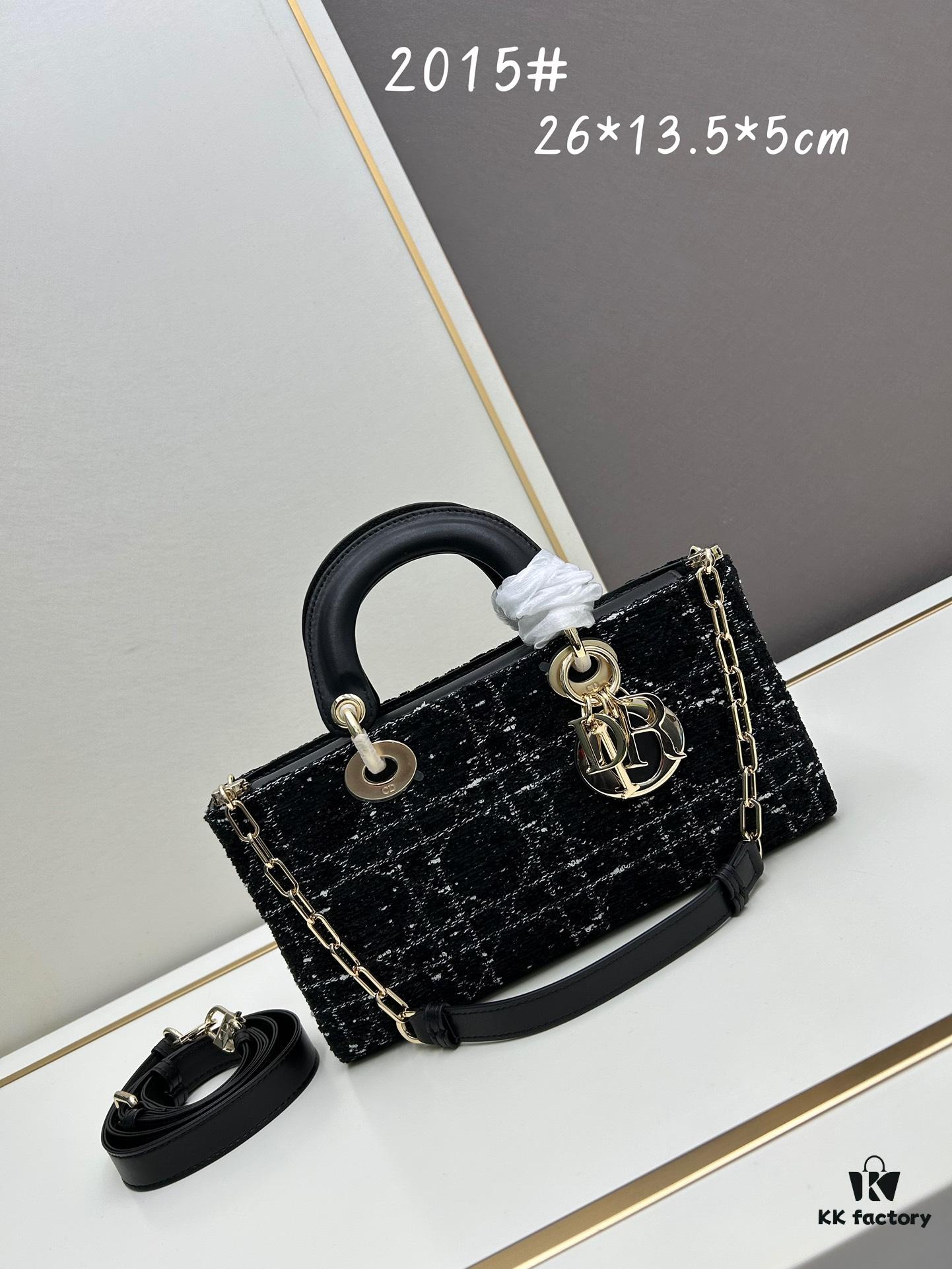 6930a0ab6e68136f4d9ab7aa Ilady Dior Coarse Houndstooth Canvas and Leather Handbag with Adjustable Strap