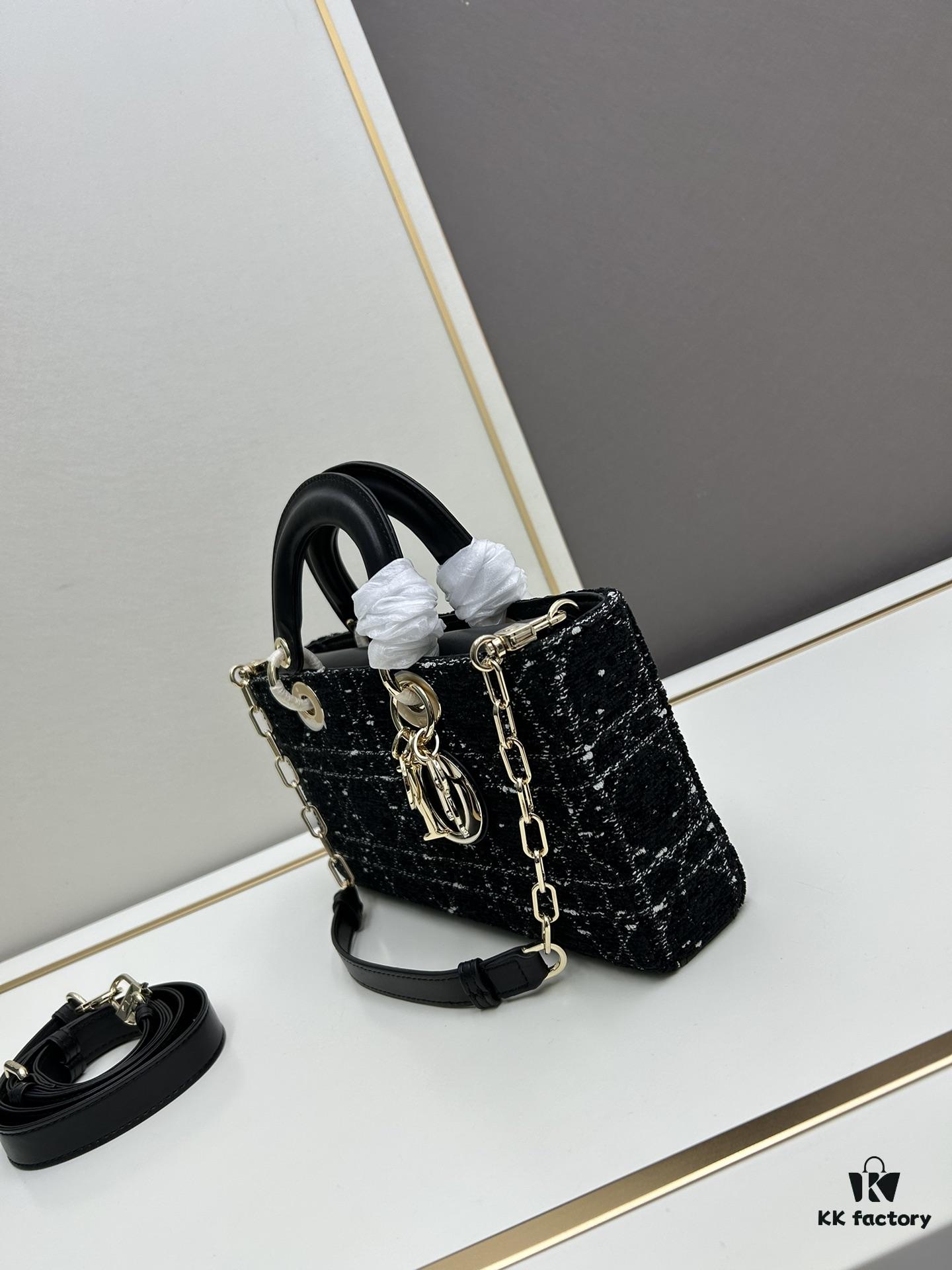6930a0ab6e68136f4d9ab7ab Ilady Dior Coarse Houndstooth Canvas and Leather Handbag with Adjustable Strap