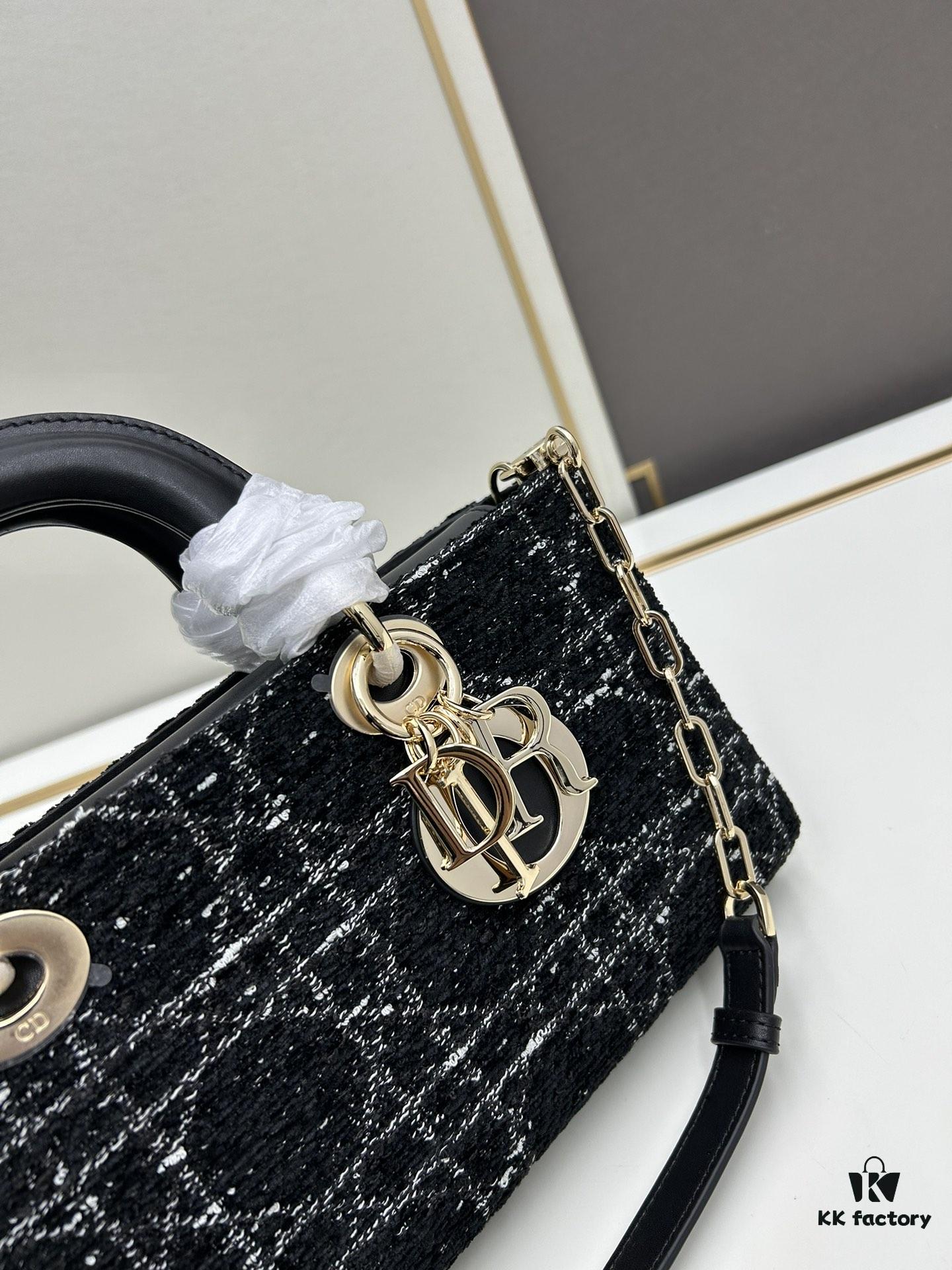 6930a0ae6e68136f4d9ab7ac Ilady Dior Coarse Houndstooth Canvas and Leather Handbag with Adjustable Strap