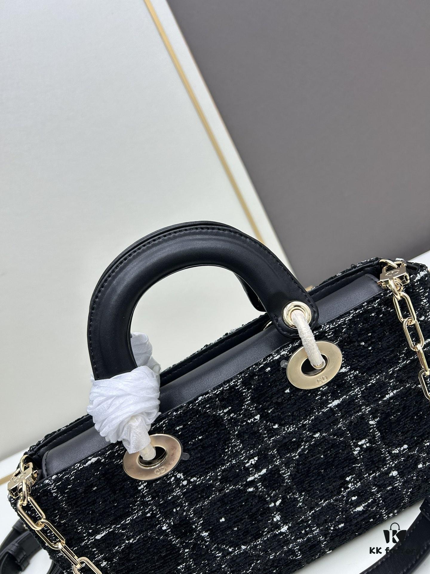 6930a0af6e68136f4d9ab7af Ilady Dior Coarse Houndstooth Canvas and Leather Handbag with Adjustable Strap