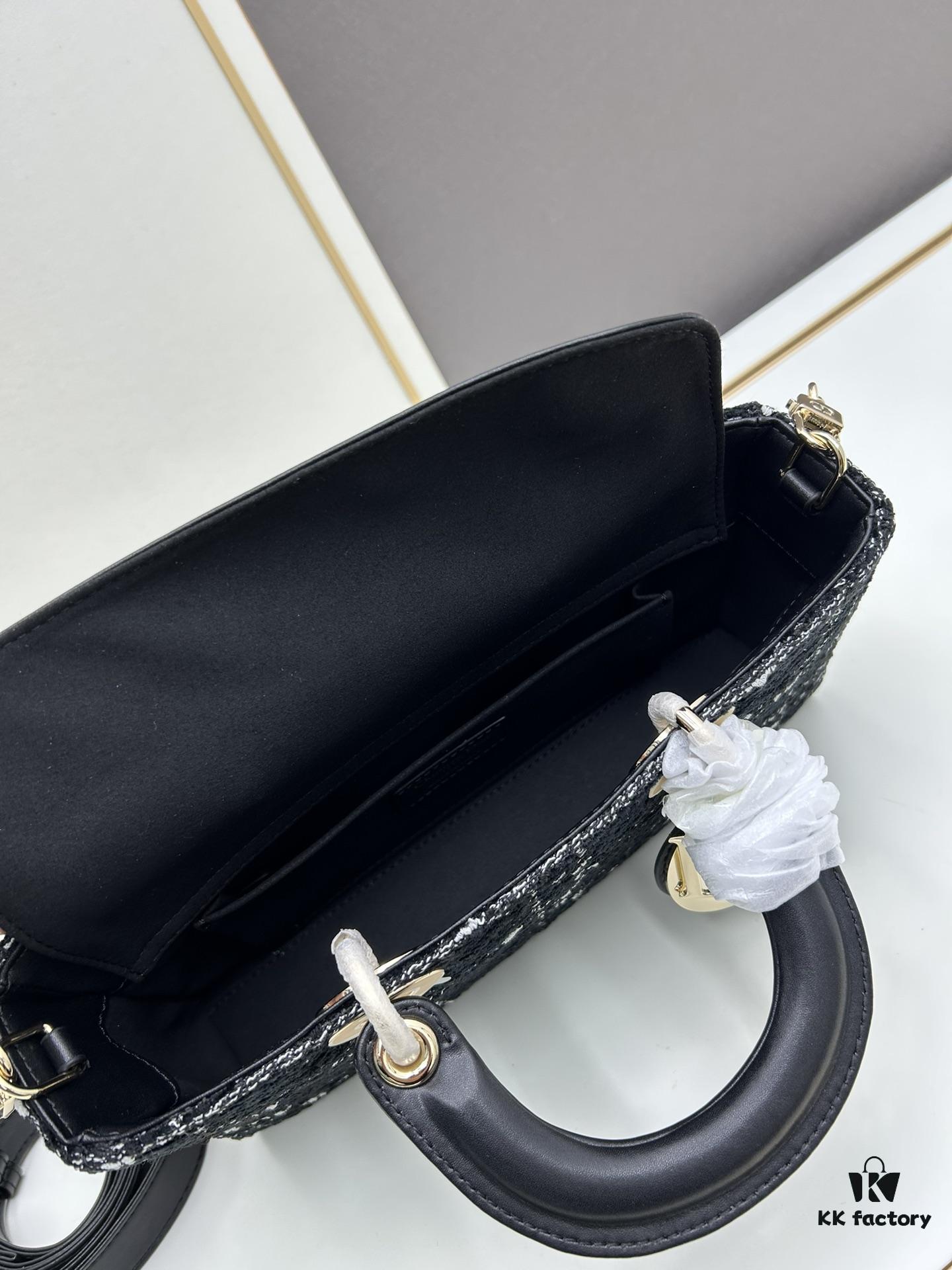 6930a0b06e68136f4d9ab7b0 Ilady Dior Coarse Houndstooth Canvas and Leather Handbag with Adjustable Strap