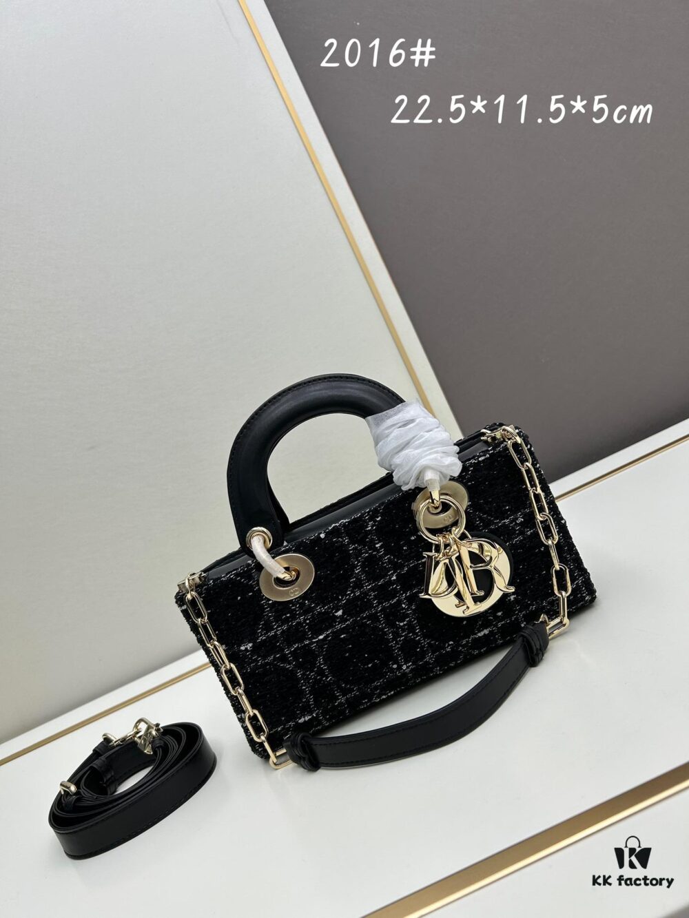 6930a0b16e68136f4d9ab7b3 Ilady Dio.r Coarse Herringbone Black Canvas with Leather Trim Handbag