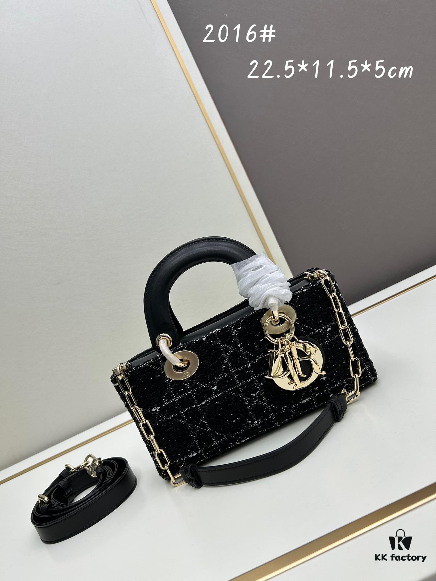 6930a0b16e68136f4d9ab7b3 Ilady Dio.r Coarse Herringbone Black Canvas with Leather Trim Handbag