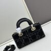 6930a0b16e68136f4d9ab7b4 Ilady Dio.r Coarse Herringbone Black Canvas with Leather Trim Handbag