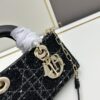 6930a0b16e68136f4d9ab7b5 Ilady Dio.r Coarse Herringbone Black Canvas with Leather Trim Handbag