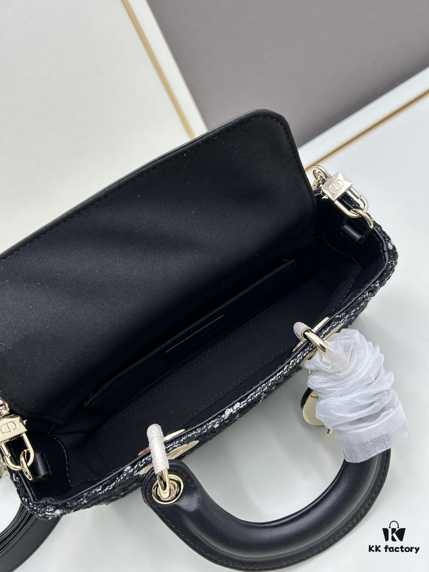 6930a0b46e68136f4d9ab7b9 Ilady Dio.r Coarse Herringbone Black Canvas with Leather Trim Handbag