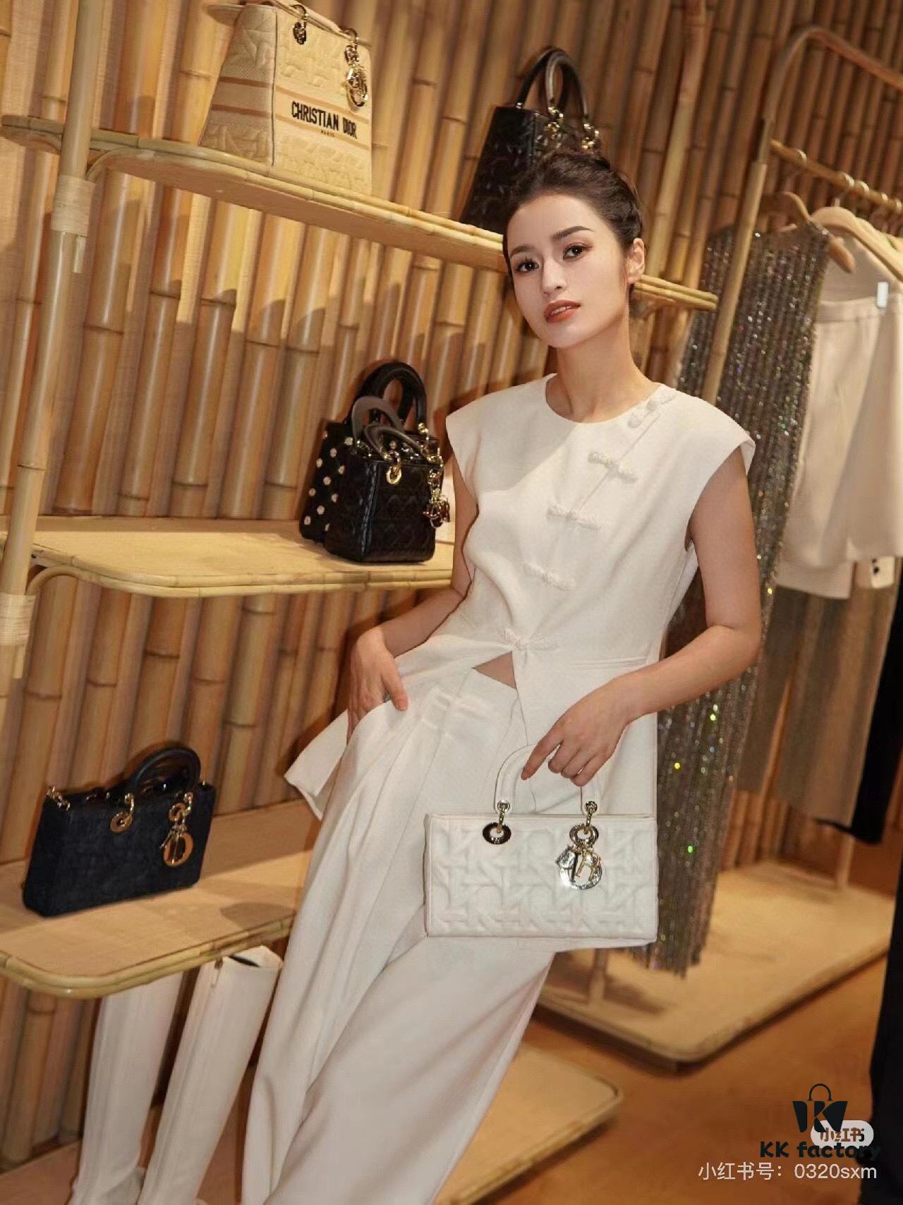 6930a0fa6e68136f4d9ab84f Dior Lady D-Joy Handbag in Black Embossed Calfskin with Cannage Pattern - Medium Size