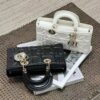6930a0fa6e68136f4d9ab850 Dior Lady D-Joy Handbag in Black Embossed Calfskin with Cannage Pattern - Medium Size