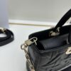6930a0ff6e68136f4d9ab858 Dior Lady D-Joy Medium Handbag in Black Embossed Calfskin with Cannage Pattern