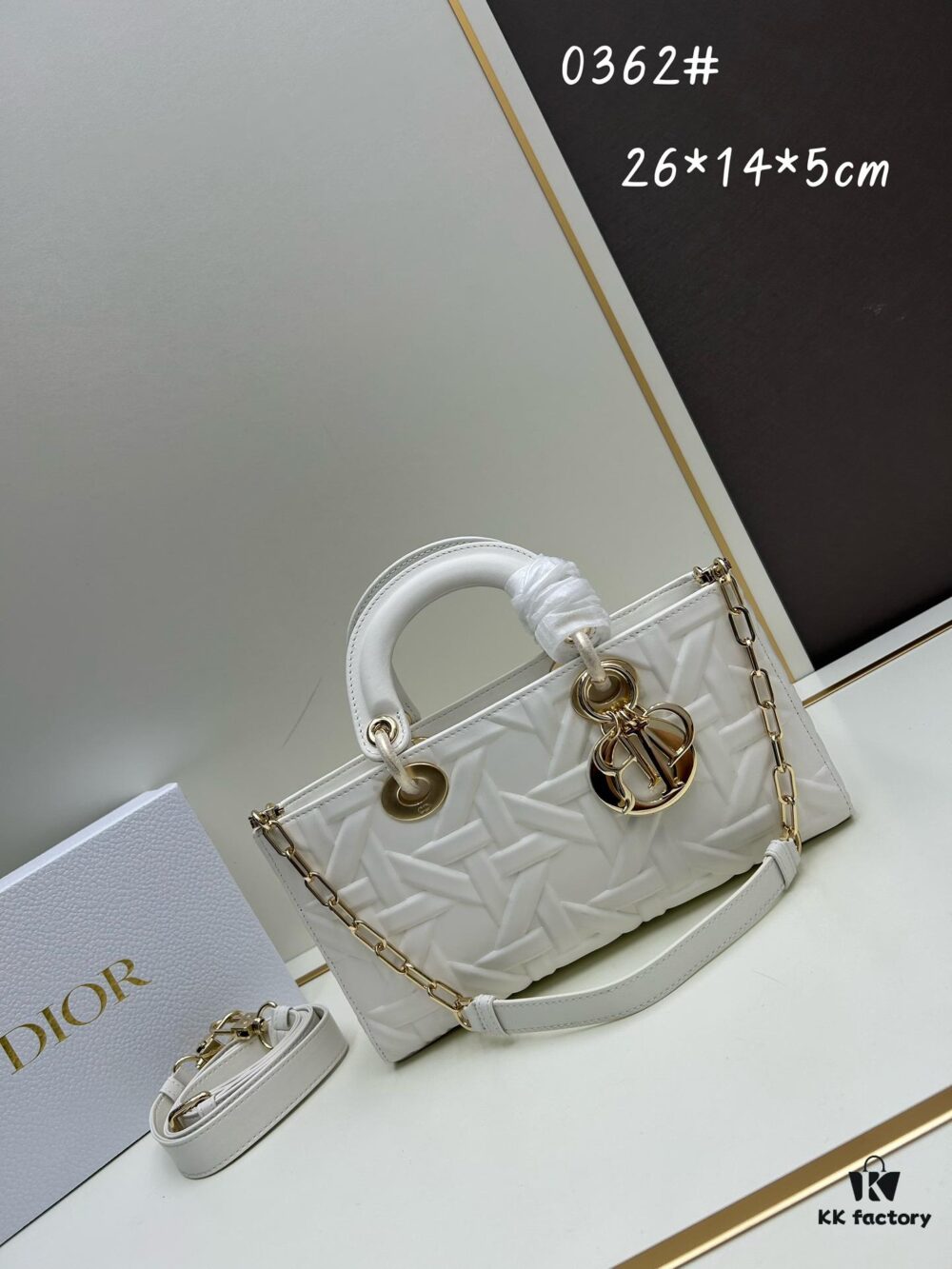 6930a1006e68136f4d9ab85d Dior Lady D-Joy Medium Handbag in Black Embossed Calfskin with Cannage Pattern