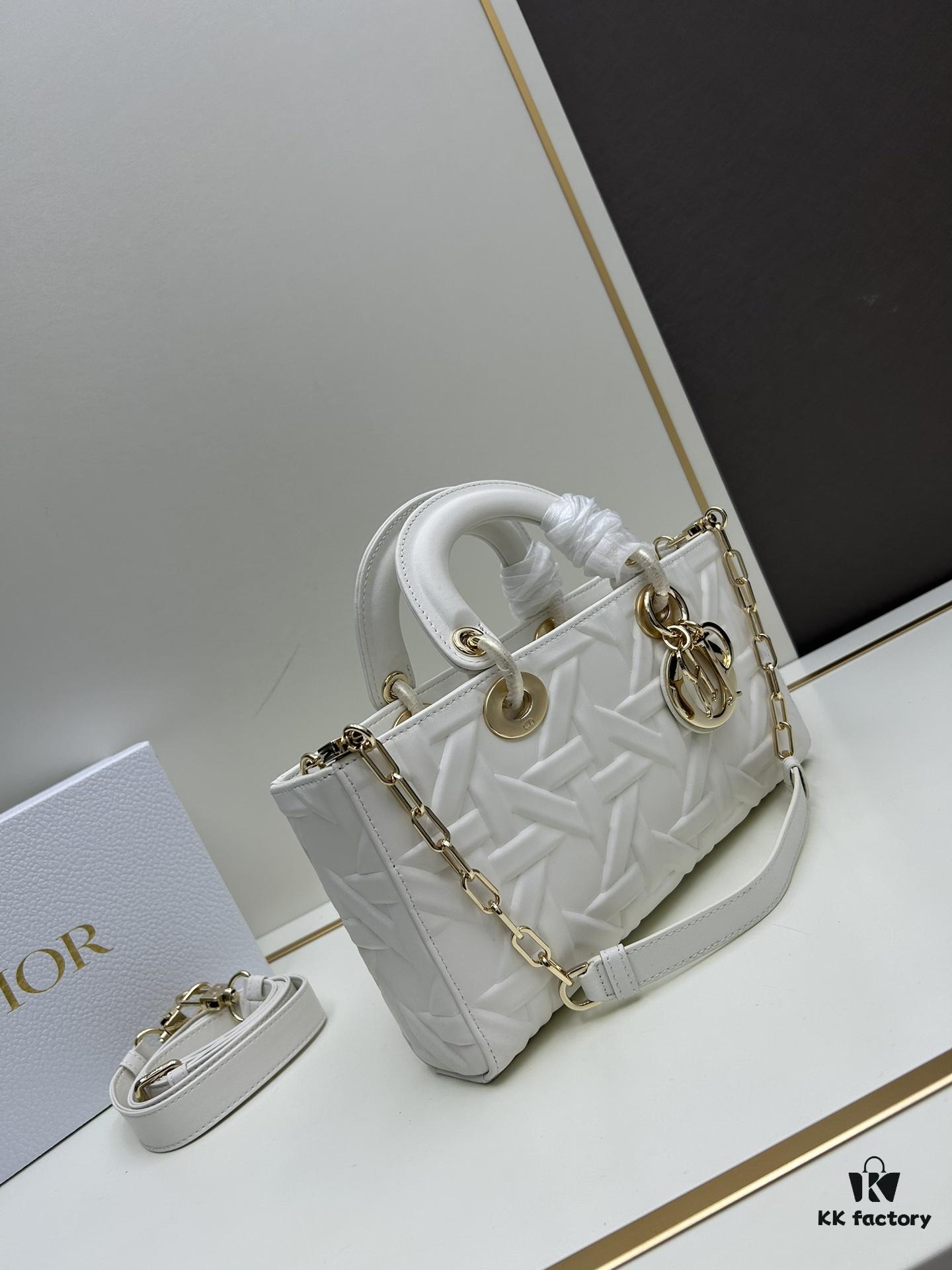 6930a1016e68136f4d9ab85e Dior Lady D-Joy Medium Handbag in Black Embossed Calfskin with Cannage Pattern