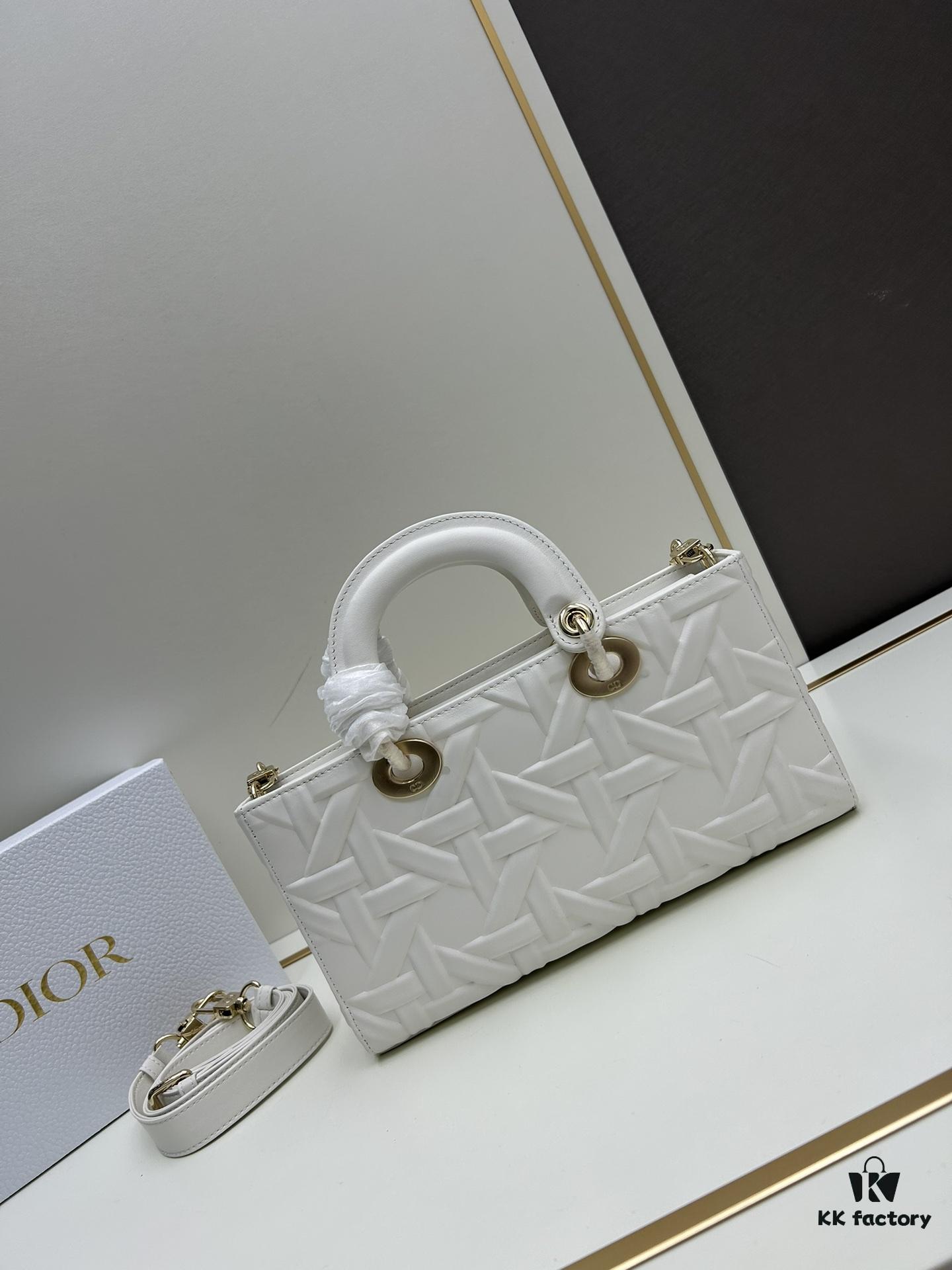 6930a1016e68136f4d9ab85f Dior Lady D-Joy Medium Handbag in Black Embossed Calfskin with Cannage Pattern
