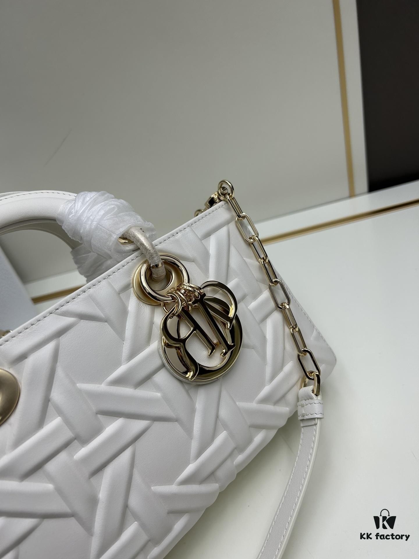 6930a1026e68136f4d9ab860 Dior Lady D-Joy Medium Handbag in Black Embossed Calfskin with Cannage Pattern