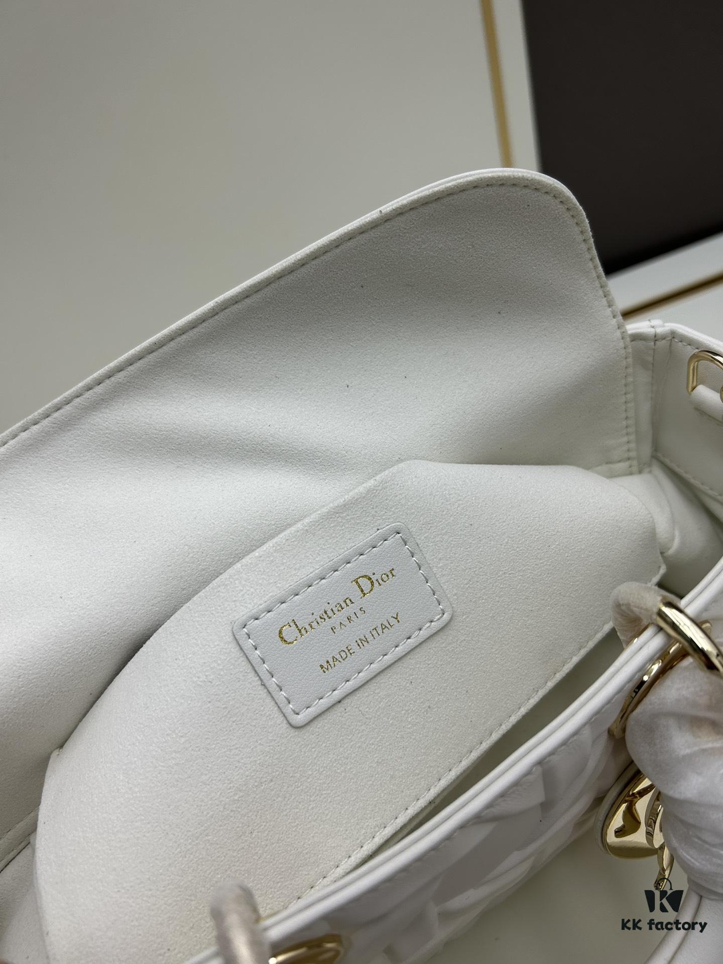 6930a1056e68136f4d9ab863 Dior Lady D-Joy Medium Handbag in Black Embossed Calfskin with Cannage Pattern