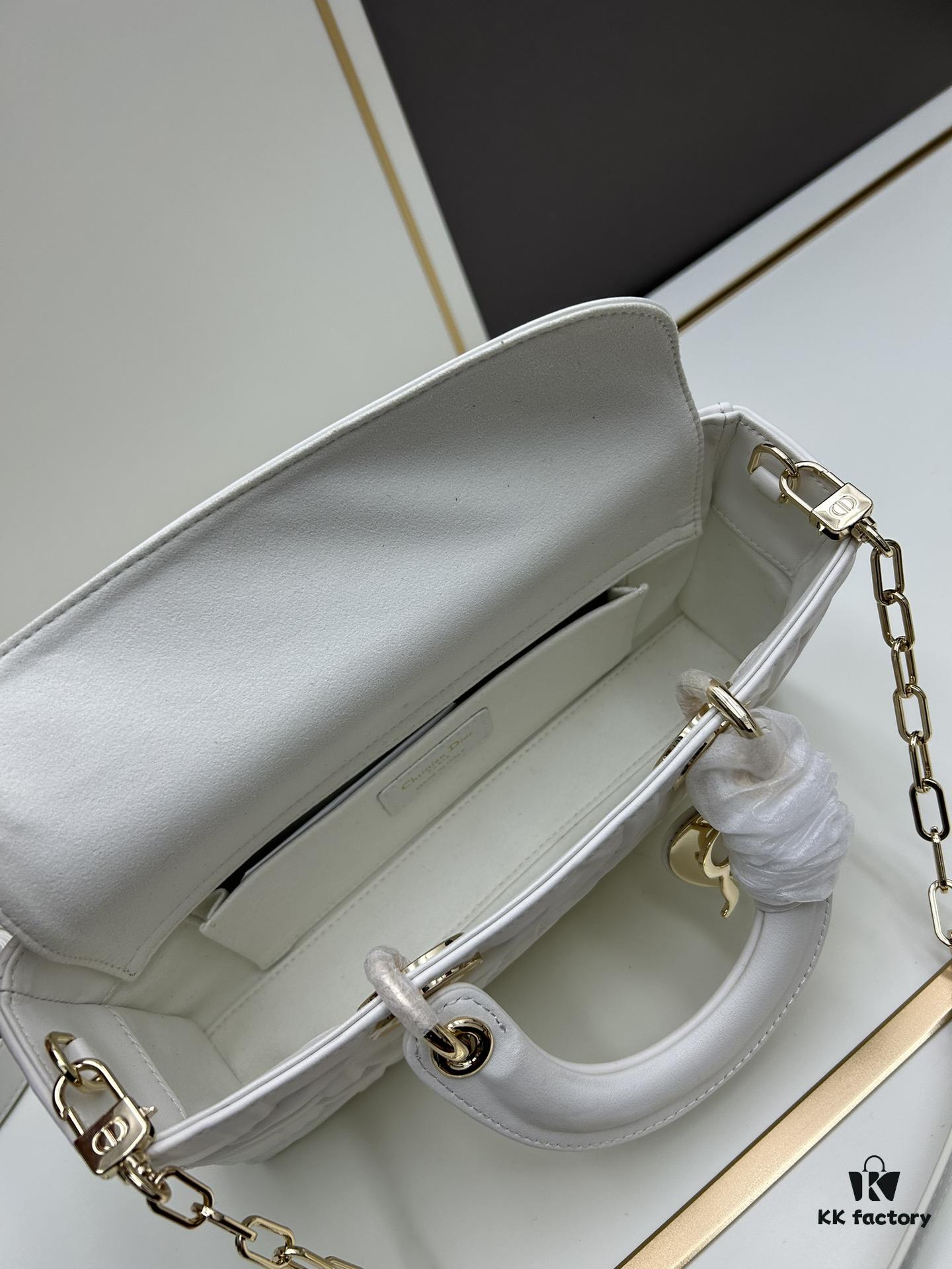 6930a1056e68136f4d9ab864 Dior Lady D-Joy Medium Handbag in Black Embossed Calfskin with Cannage Pattern