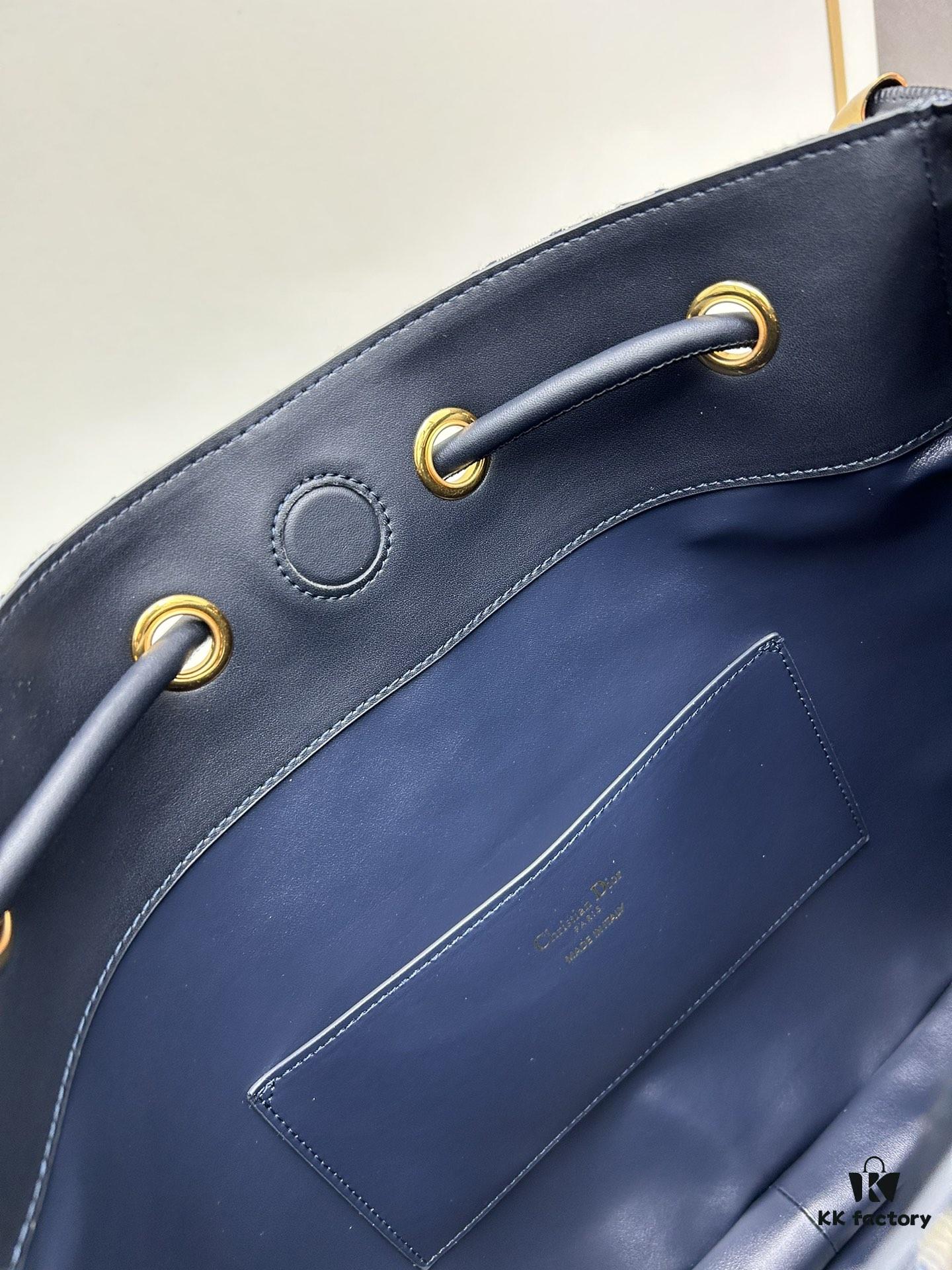 Large Full Leather Blue Cloth Dior Nolita Handbag from the 2024 Fall Ready-to-Wear Collection