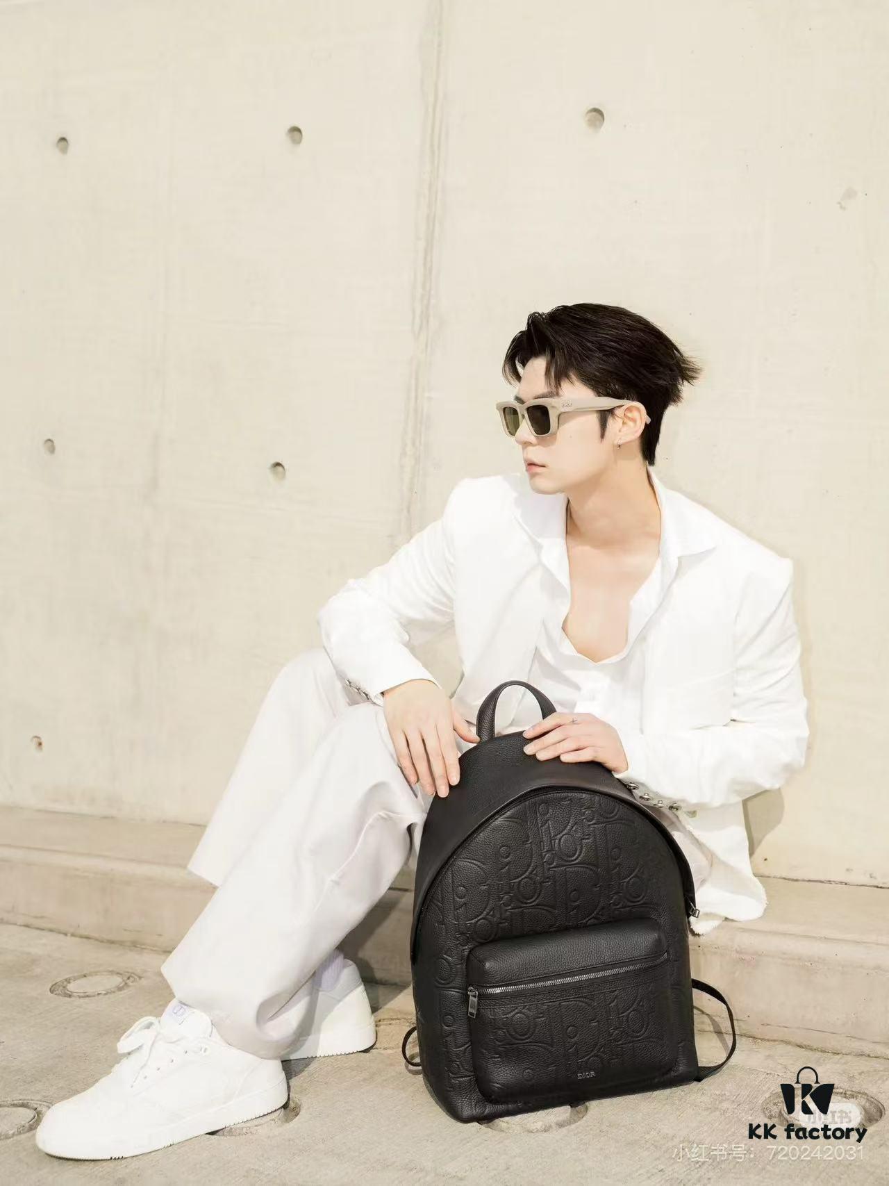 6930a14a6e68136f4d9ab8f0 DIOR Dior Latest Model Backpack Autumn Winter New Arrival Embossed Leather with Classic Pattern