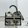 White Background with Black Bird, Small Size Dior Book Tote 24 Spring Collection