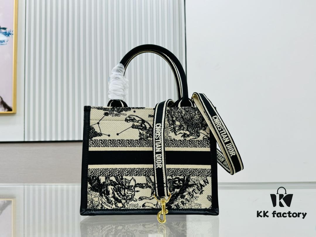 White Background with Black Bird, Small Size Dior Book Tote 24 Spring Collection