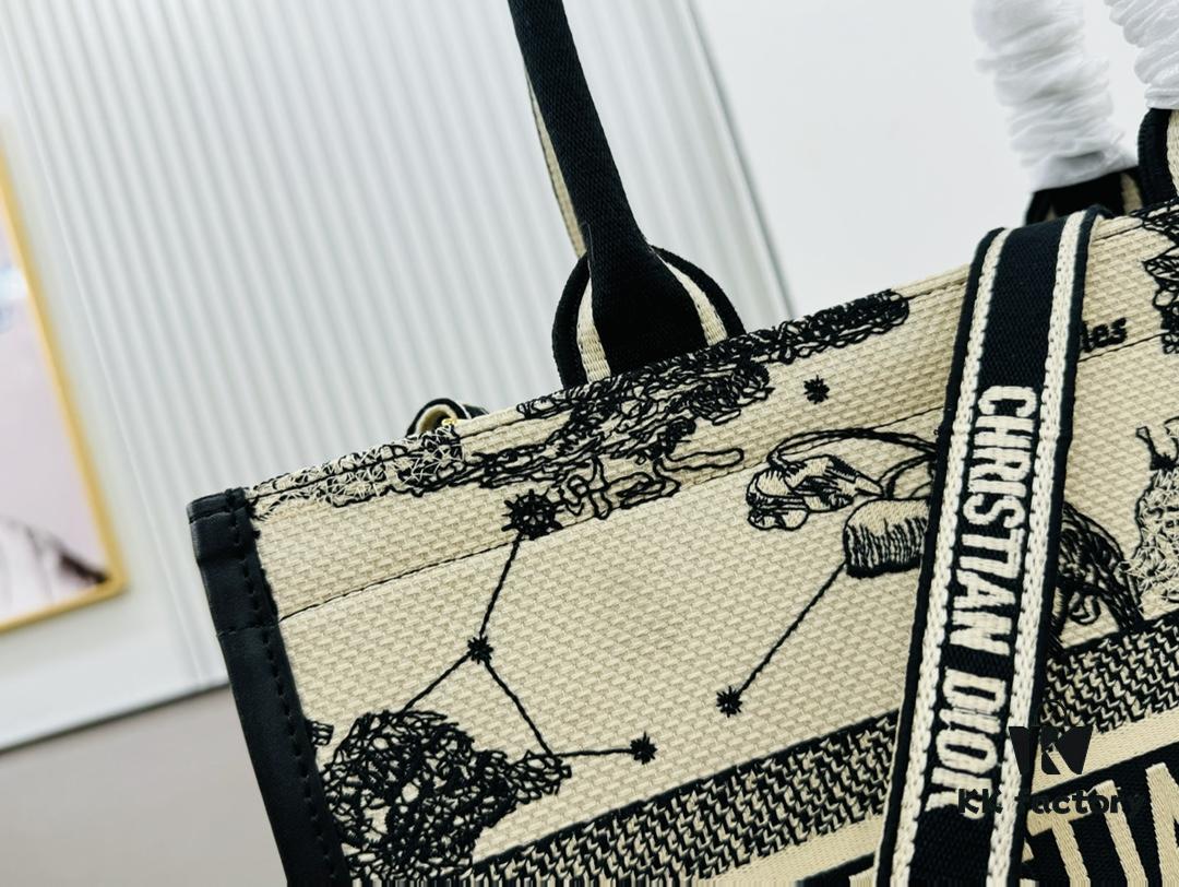 White Background with Black Bird, Medium Size Dior Book Tote 24 Early Spring New Arrival