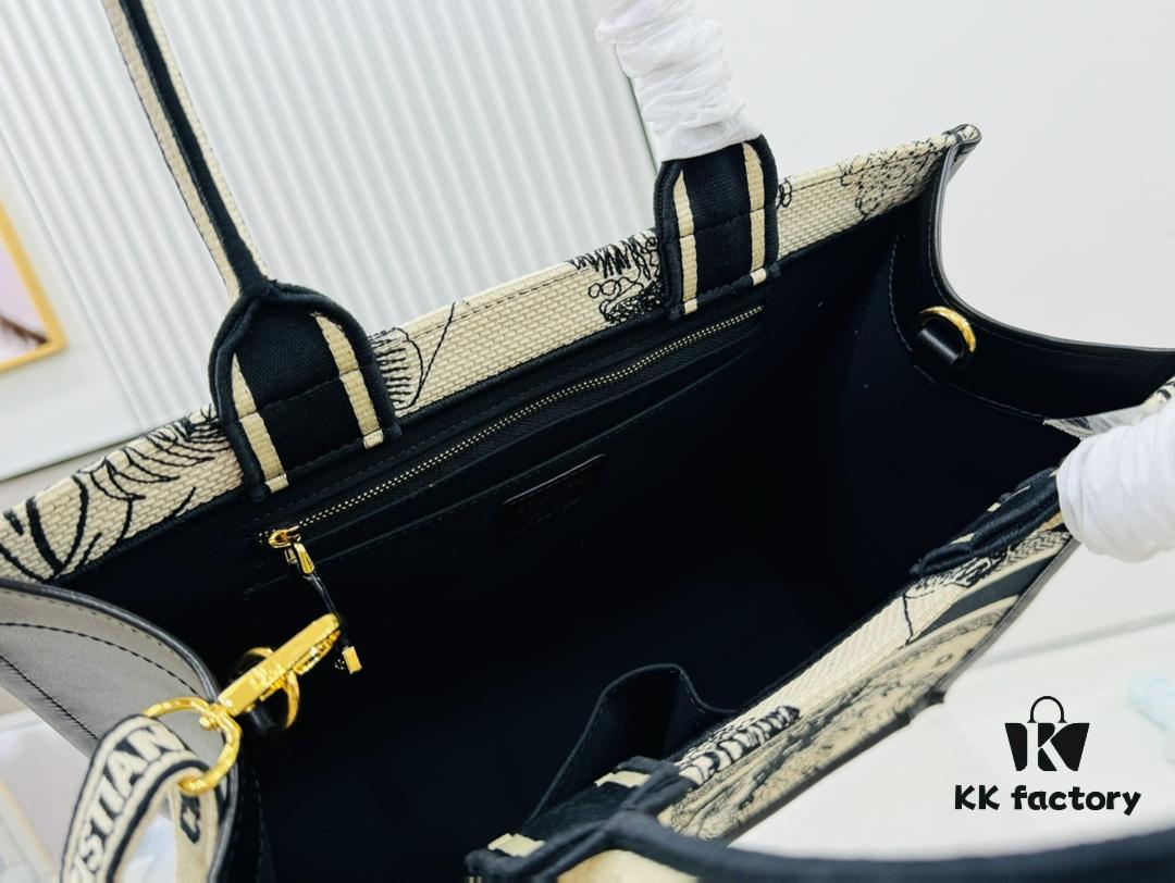 White Background with Black Bird, Medium Size Dior Book Tote 24 Early Spring New Arrival