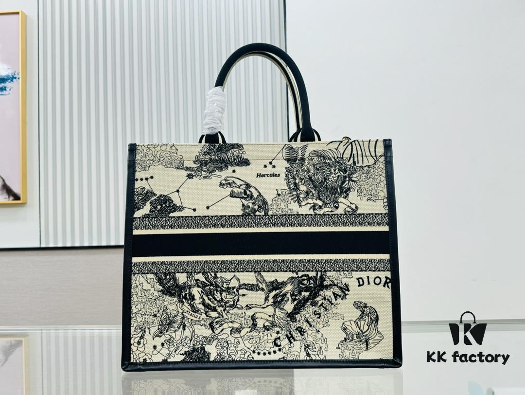 6930a3356e68136f4d9abcfd White Background with Black Bird, Large Size DIOR Book Tote 24 Spring Collection New Arrival