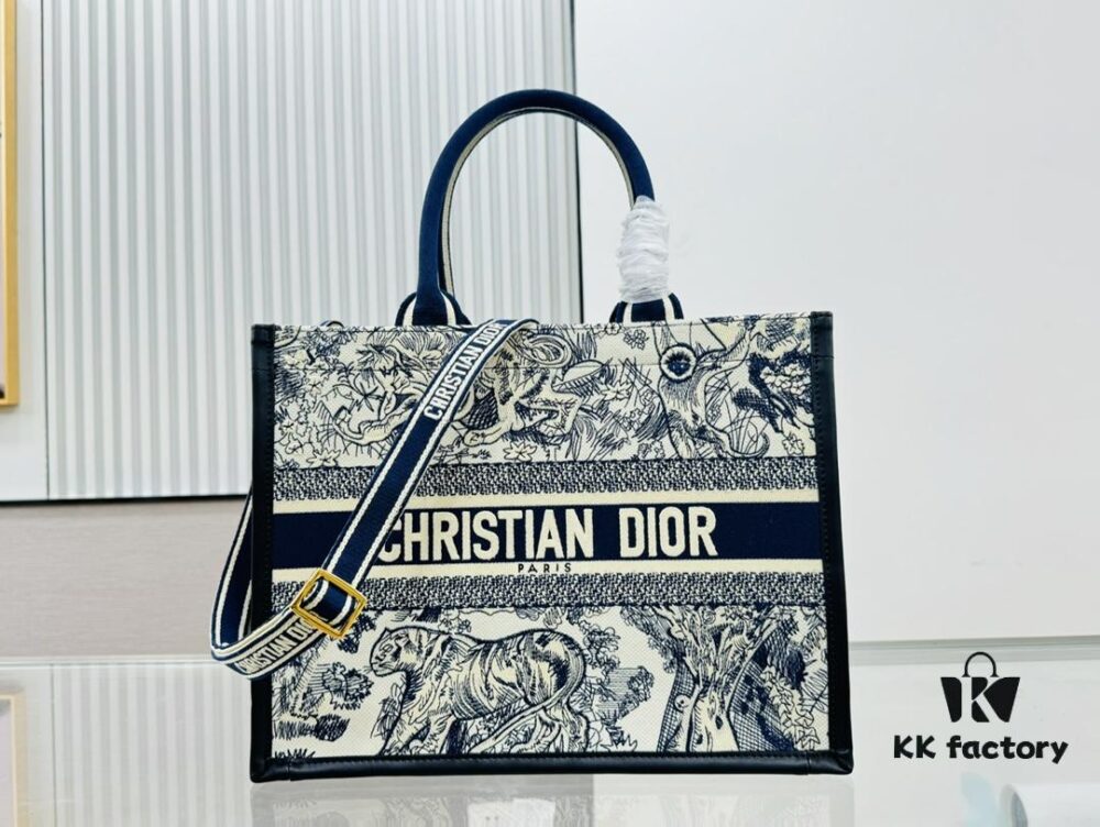 White with Blue Tiger, Medium Size Dior Book Tote 24 Spring/Summer New Arrival